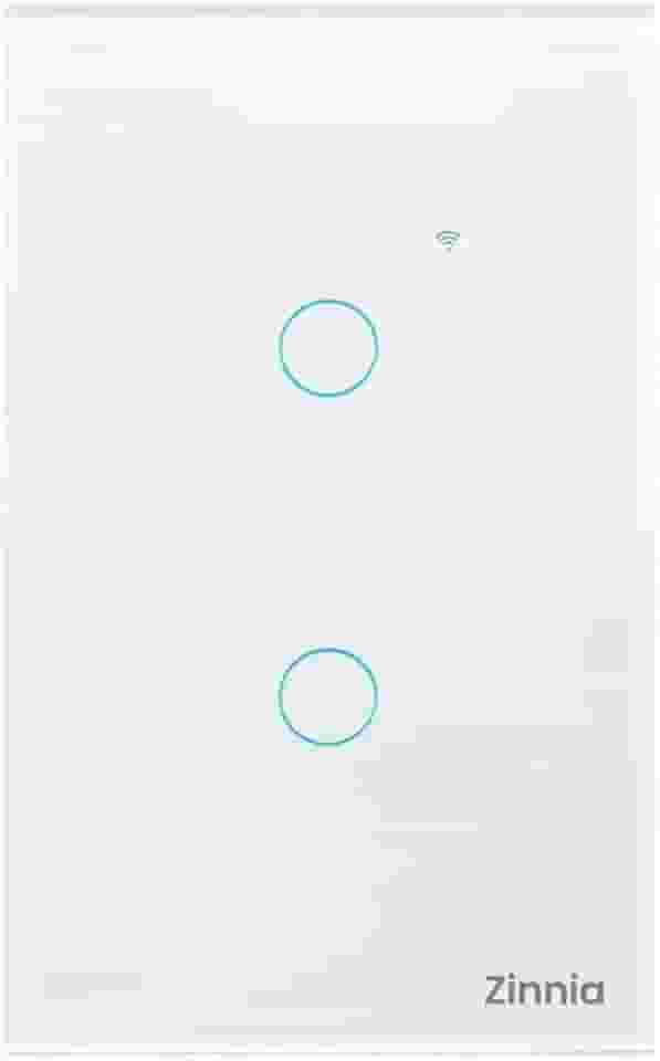 Interruptor Smart Zinnia 2 Botões | Inteligente | Touch | Compatível com Alexa | Smart Home | 10A | 50/60Hz | Branco | ZNS-I2B-WH01