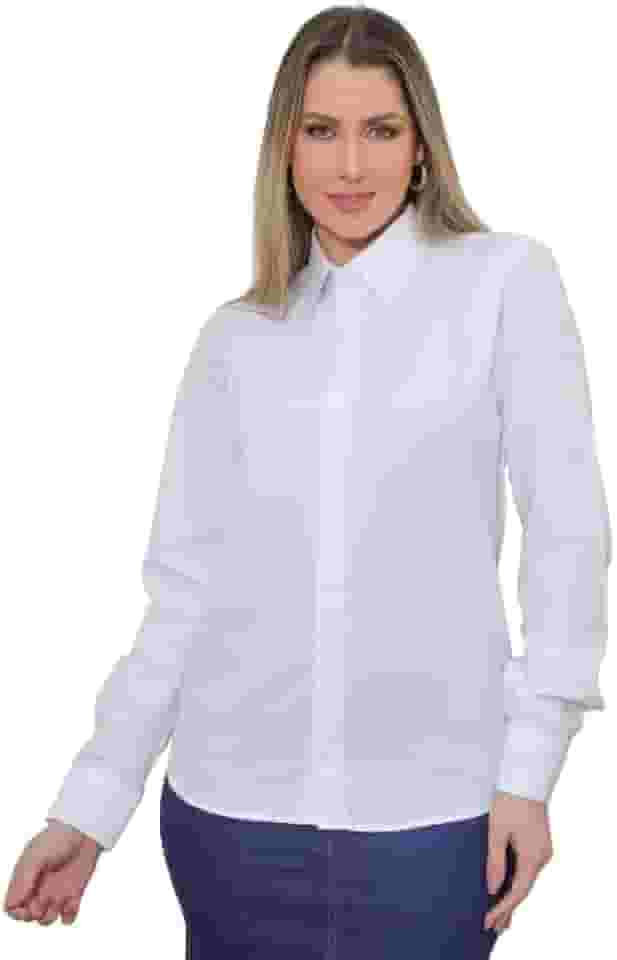 Camisa Feminina Social Branca com Manga Longa Slim 5033V-FB