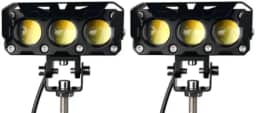 Par Farol Milha Moto Led Auxiliar 120W 12000LM Neblina Lampada Lente Auxiliar Três Lentes Luz De Cor Dupla