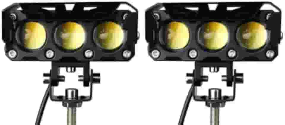 Par Farol Milha Moto Led Auxiliar 120W 12000LM Neblina Lampada Lente Auxiliar Três Lentes Luz De Cor Dupla