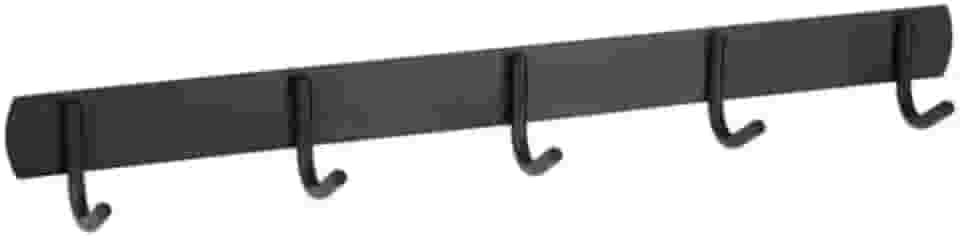 Suporte de Parede 5 Ganchos Aço Inoxidável Preto Organizador Roupas Toalhas Dupla Instalação