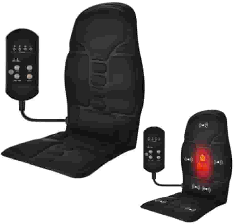 Assento Massageador Elétrico com Aquecimento, 8 Modos de Massagem, Controle Remoto, Carro Poltrona Cadeira Pescoço Costas Lombar Ombro Alivia Dor Tensão