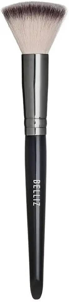 Pincel para Pó Compacto, Belliz, Preto/ Metal Prata