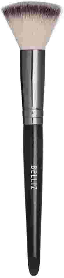 Pincel para Pó Compacto, Belliz, Preto/ Metal Prata