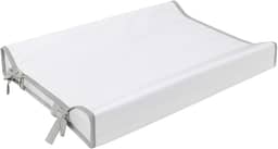 Trocador Americano Para Comoda Bebe Fralda Impermeável Anatomico com Abas Portátil Com Zíper Branco Com Cinza (65cm x 45cm)
