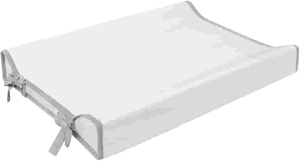 Trocador Americano Para Comoda Bebe Fralda Impermeável Anatomico com Abas Portátil Com Zíper Branco Com Cinza (65cm x 45cm)