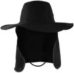 Chapéu Pescador Camping Australiano Proteção Nuca Pescoço Uv (Preto)