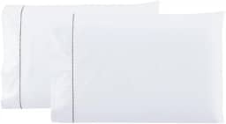 Par de Fronhas Ponto Palito 90x50cm Percal 400 Fios (Branco)