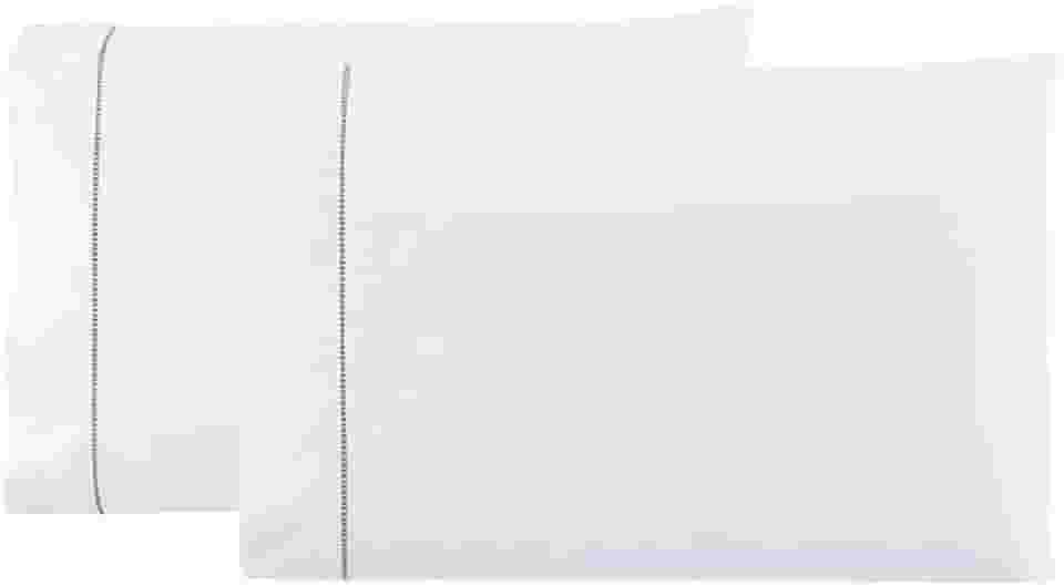 Par de Fronhas Ponto Palito 90x50cm Percal 400 Fios (Branco)