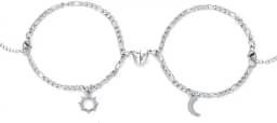 2 Pulseiras Magnéticas Casal Namorados Sol E Lua Caixa Kit