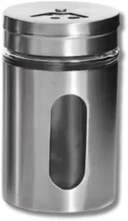 Saleiro Pimenteiro Inox e Vidro Premium – Dosagem Ajustável, Design Moderno e Alta Durabilidade para Cozinha e Mesa