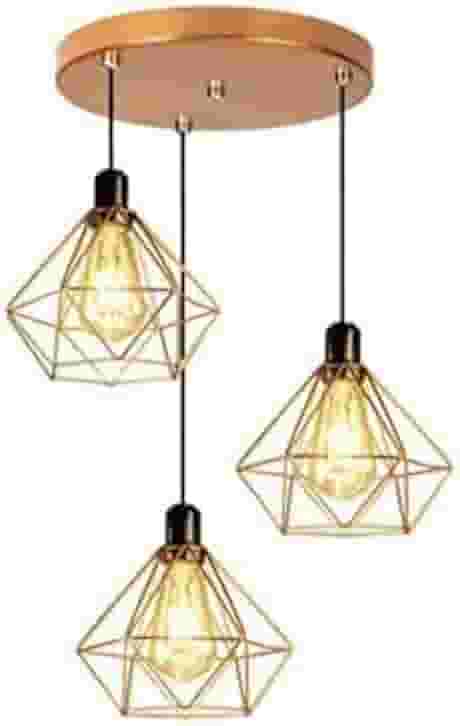 Kit 3 Lustres Pendentes Diamante Cobre Aramado E27 El39