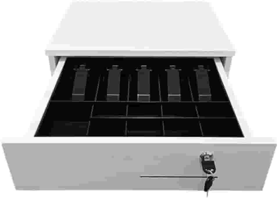 Caixa Registradora Checkout com Gaveta para Dinheiro em MDF com Chave já Montada Ideal para Supermercados, Design Funcional, Facilitando o Atendimento Rápido Garantindo Maior Eficiência