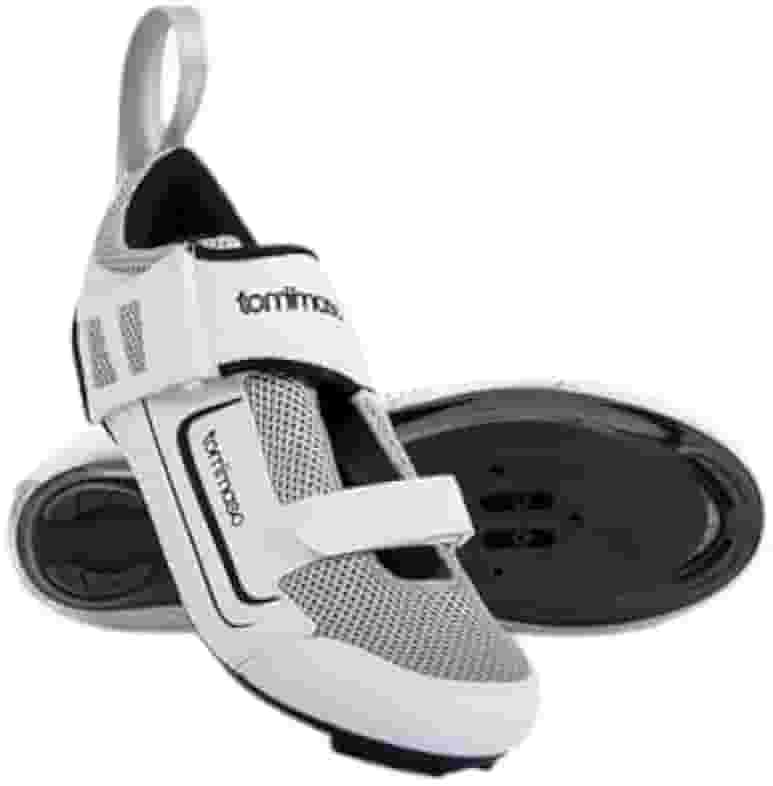 Sapatos de ciclismo Tommaso Veloce II - Pedale com estilo - Sapatos Peloton, triatlo, bicicleta de estrada, ciclismo, indoor, homens, mulheres, compatível com travas Look Delta SPD SPD-SL, branco