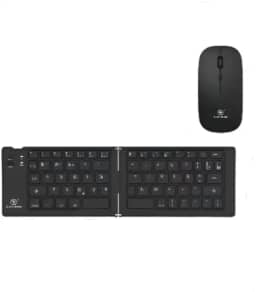 Teclado E Mouse Dobrável Bluetooth Tablte E Celular Ka-668 Preto