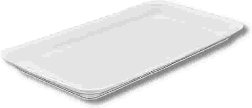 Kit 1 Pacote Bandeja EPS TRL04 27,5x15x1,4cm Descartável Branca C/100 Unidades