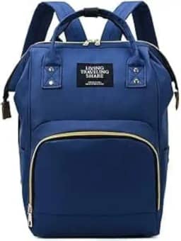 Mochila Bolsa Maternidade, Azul, Com Compartimentos Múltiplos e Alças Ajustáveis