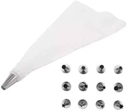 SACO DECORADOR CONFEITEIRO COM 12 BICOS INOX PARA BOLOS E CUP CAKE