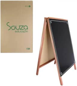 Cavalete de Madeira para Propaganda, 70 cm x 50 cm, Dupla Face, Negro