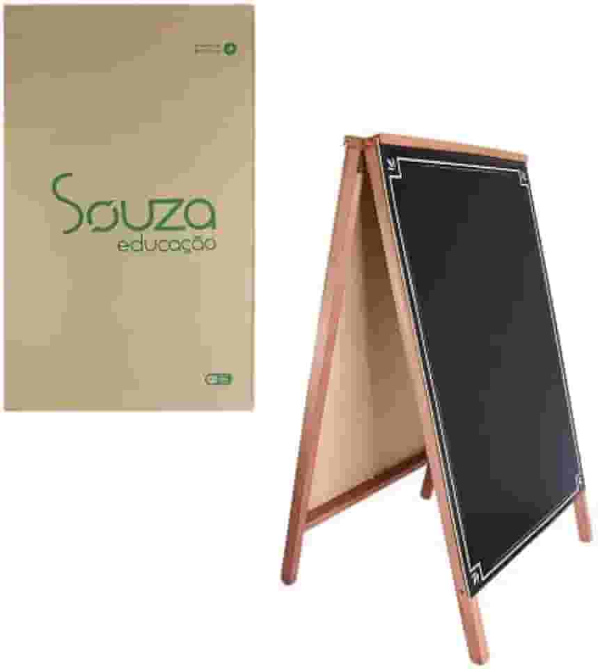 Cavalete de Madeira para Propaganda, 70 cm x 50 cm, Dupla Face, Negro