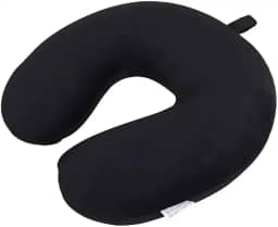 Travesseiro Almofada Para Viagem Pescoço Peluciada Premium com Enchimento de Fibra de Silicone Super Macia e Confortável (Preto)