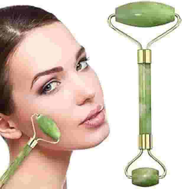 Massageador Facial Pedra De Jade Rolo Anti Rugas Stress