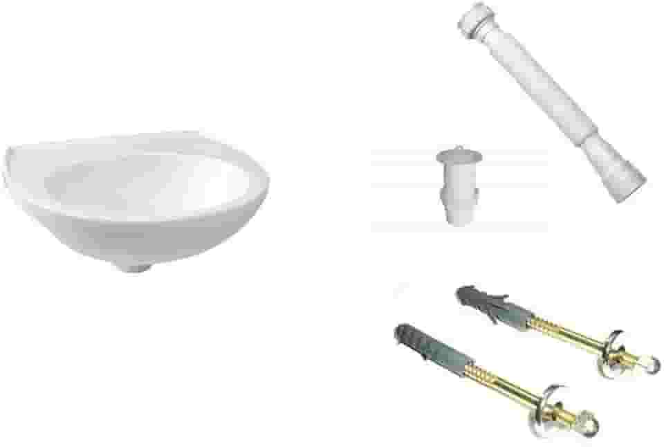 Lavatório Suspenso Branco 42x32cm para Banheiro – Cuba de Parede com Opções de Instalação (Kit Completo)