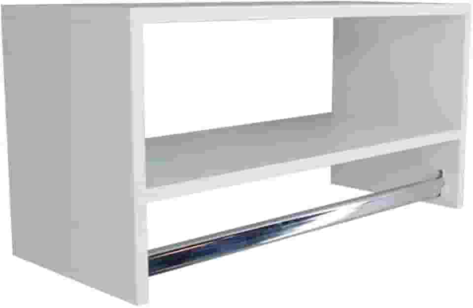 Cabideiro De Parede Arara Em Mdf Branco Com Nicho 60cm