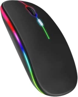 Mini Mouse Sem Fio Recarregável com Led RGB, Design Ergonômico e Conectividade USB 2.4 GHz para Notebook, PC, Desktop, Laptop e TV Smart Shaolong® (Preto)