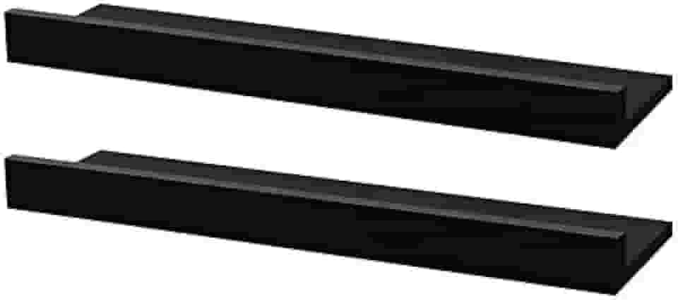 Kit 2 Prateleiras Porta Quadros 100 x 10cm Preta Suporte Invisível