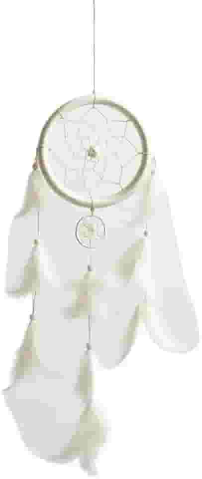 Filtro dos Sonhos Branco com Penas - Apanhador de Sonhos Decorativo 35cm para Quarto e Presente(Maravilha Peter)