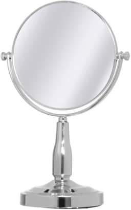 Espelho De Mesa Maquiagem Dupla-Face Aumenta 2x Gira 17cm