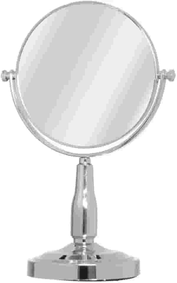 Espelho De Mesa Maquiagem Dupla-Face Aumenta 2x Gira 17cm