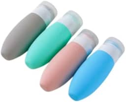 Kit 4 Frascos de Silicone 90 ml para Viagem – Antivazamento, Reutilizáveis e Livres de BPA | Porta-Shampoo, Condicionador e Cosméticos com Bico Dosador e Tampa Flip-Top | Aprovado para Bagagem de Mão