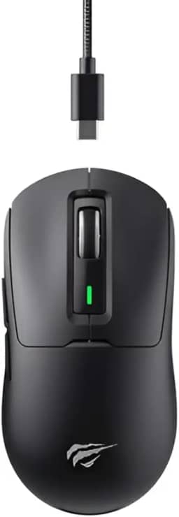 Mouse Gamer Havit MS969SE Black, Tri-Mode, Bluetooth 5.1, Sem Fio 2.4GHz, Cabo USB, 6 Botões, Design Leve, Chip Nível Gamer, Até 8000 DPI, Preto