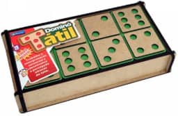 Dominó Tátil em Madeira Peças Grandes em Baixo Relevo - 28 peças