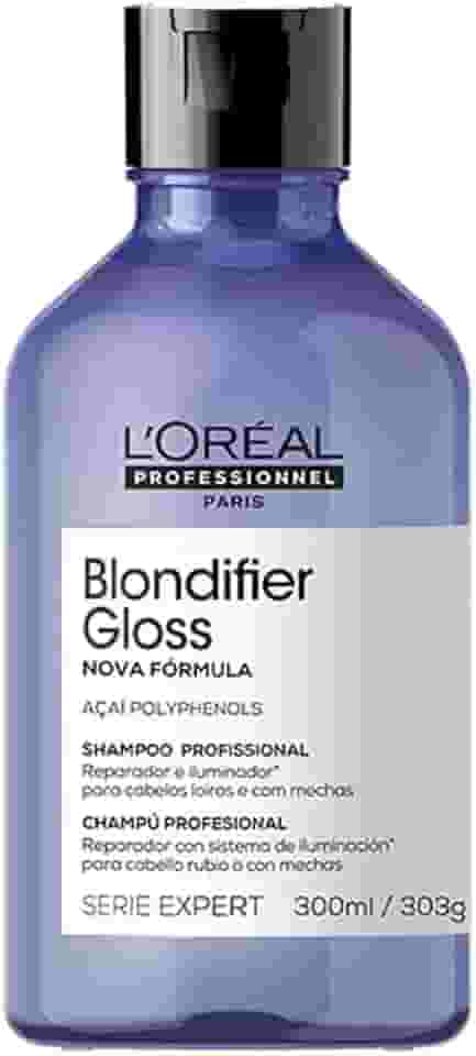 L'Oréal Professionnel Shampoo Blondifier Gloss, Para Cabelos Loiros e Descoloridos, Neutraliza Tons Amarelados, Proporciona Maciez e Nutrição, 300ml