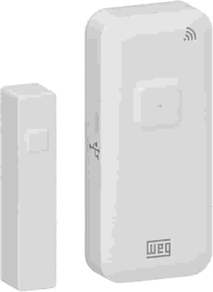 Sensor Inteligente de abertura de portas/janelas Wi Fi compatível com Alexa e Google Assistente e bateria Interna recarregável. WEG HOME, Branco