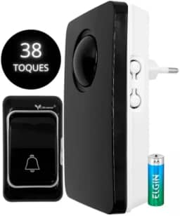 Campainha Sem Fio Bivolt, Prova Dágua com 32 Toques Longo Alcance