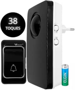 Campainha Sem Fio Bivolt, Prova Dágua com 32 Toques Longo Alcance