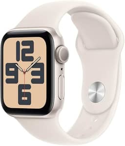 Apple Watch SE GPS • Caixa estelar de alumínio – 40 mm • Pulseira esportiva estelar – M/G