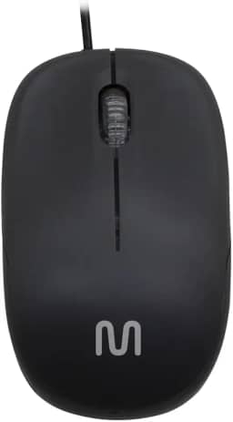 Mouse com Fio Multi MID USB 1200 DPI com 3 Botões, Design Ergonômico e Textura Fosca – Preto MO255