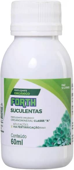 Forth Suculentas, Fertilizante, Foliar, Fertirrigação, NPK + Micronutrientes, Líquido, Orgânico, Concentrado, Nutrição Balanceada, 60ml