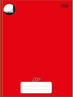 Tilibra - Caderno Brochura Capa Dura Universitário D+, 140422, 96 Folhas, Vermelho, Sem Pauta
