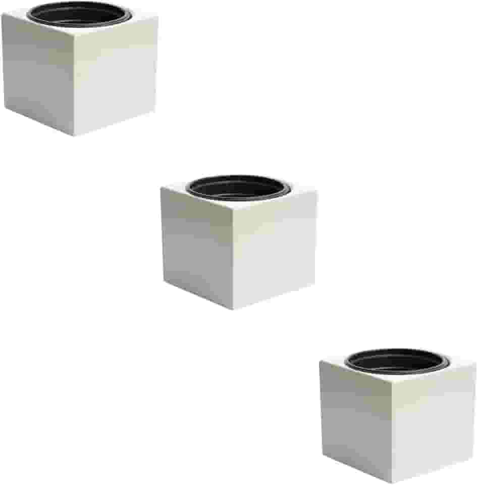 Kit 3 Vasos Autoirrigáveis Liso Cor Preto Cinza Rosa Creme (Cinza)