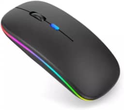 Mouse Sem Fio Recarregável Usb Com Led Rgb Óptico Wireless 2.4 GHZ Para Notebook Computador Pc Desktop TV Smart Marca Bella Mallu (Preto)