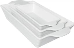 Jogo de Travessa de Melamina Branca Bellagio - Retangular com Alça em Tamanhos Resistente e leve uso Profissional e Doméstico