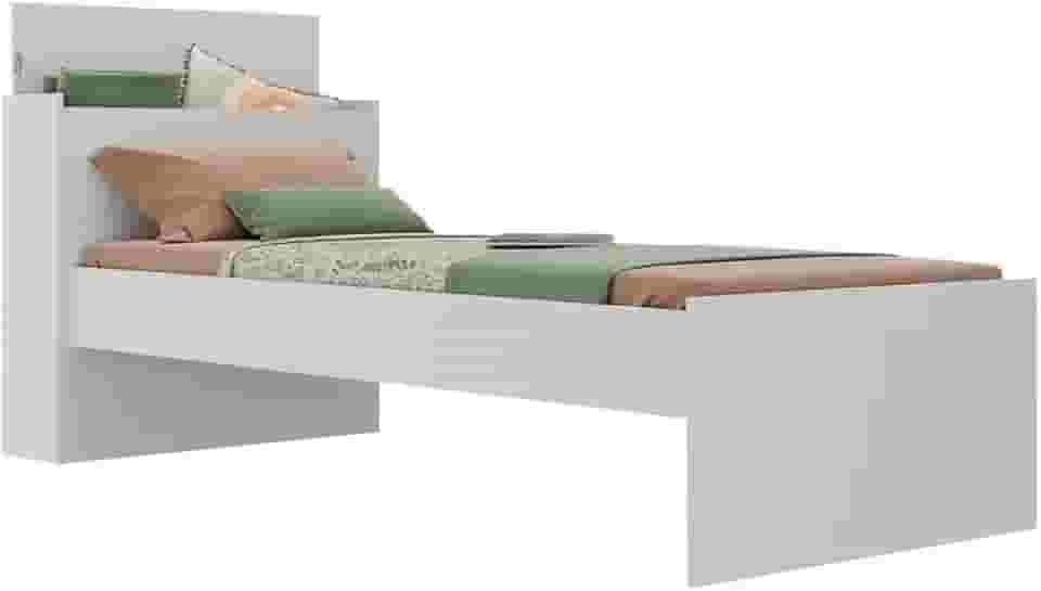 Cama de Solteiro para Colchão 188 x 78cm com Baú Embutido Multimóveis Mp4229 Branco