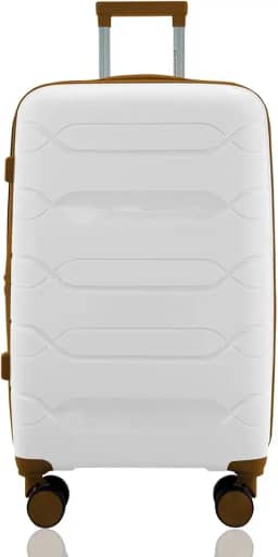 Mala de Viagem Média 23kg Despachada Expansiva Rígida Polipropileno Rodas Duplas 360º Cadeado TSA Gladiador P1M Branco