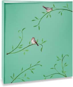 Álbum de fotos Ical, encadernação tradicional, para 300 fotos 10x15cm - envelope plástico transparente - linha Floral - modelo natureza - folhas e aves - 328